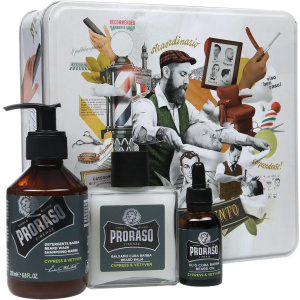 Proraso - Cypress and Vetyver Beard Care Kit ( Beard Wash 200ml, Beard Balm 100ml, Beard Oil 30ml )