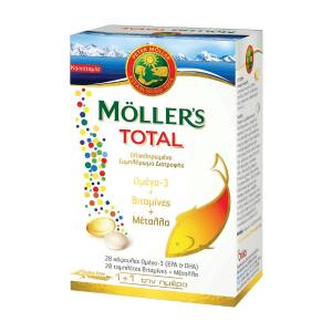 Moller's - Total Ιχθυέλαιο Ωμέγα 3 28 κάψουλες Βιταμίνες & Μέταλλα 28 ταμπλέτες