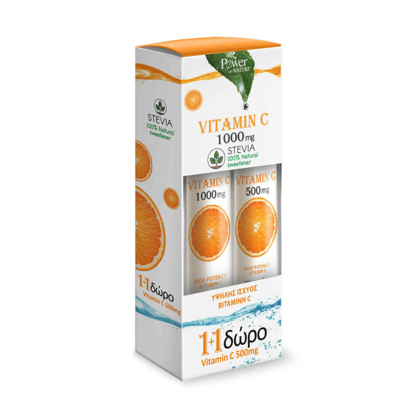 Power Of Nature -  Vitamin C 1000mg Stevia 24tbs & Vitamin C 500mg 20tbs