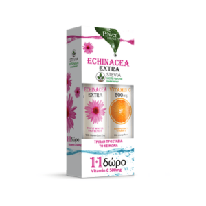 Power Health Echinacea Extra με Στέβια 24 Αναβράζοντα Δισκία + Vitamin C 500mg Πορτοκάλι 20 Αναβράζοντα Δισκία