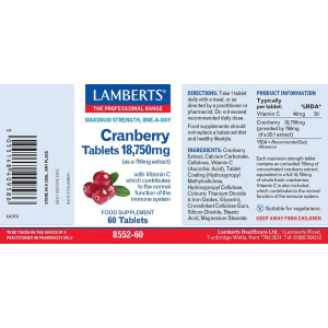 Lamberts - Cranberry 18,750mg 60 ταμπλέτες