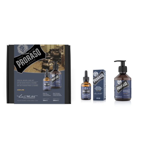 Proraso - Duo Pack Beard Gift Set Azur Lime (Oil 30ml & Shampoo 200ml)