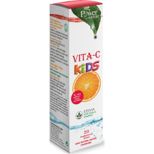 Power Of Nature Vita-C Kids Stevia 20 αναβράζοντα δισκία Ροδάκινο & Φρούτο Του Πάθους