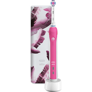 Oral-B Pro 1 750 Design Edition Ηλεκτρική Οδοντόβουρτσα με Χρονομετρητή και Αισθητήρα Πίεσης Pink & Travel Case