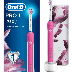 Oral-B Pro 1 750 Design Edition Ηλεκτρική Οδοντόβουρτσα με Χρονομετρητή και Αισθητήρα Πίεσης Pink & Travel Case