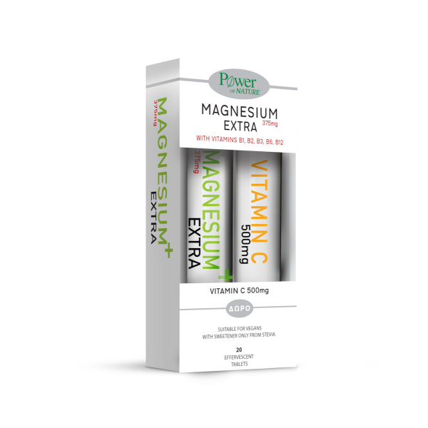 Power Of Nature - Magnesium Extra 375mg Stevia 20tbs & Vit C500mg 20tbs